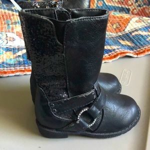 New black glitter boots